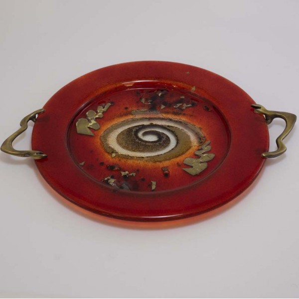 Round Plate with Bronze Handles
